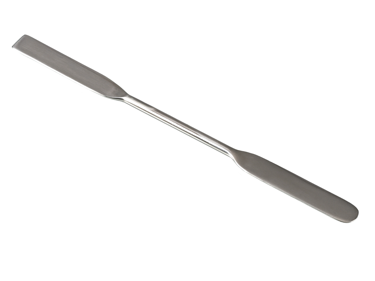 Double-ended spatula with an angular/rounded tip, made of stainless ...