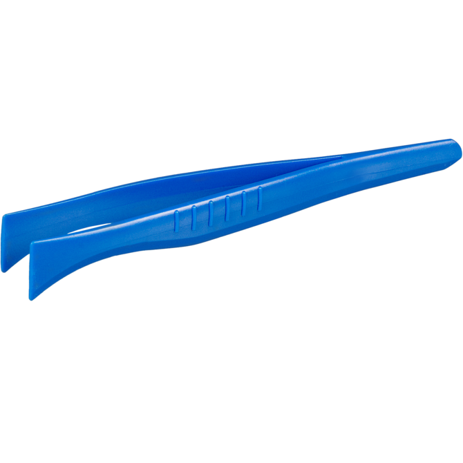 Single-use tweezers, blue, broad tip