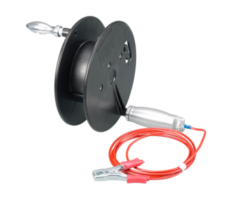 Manually-operated reel Ex with grounding cable