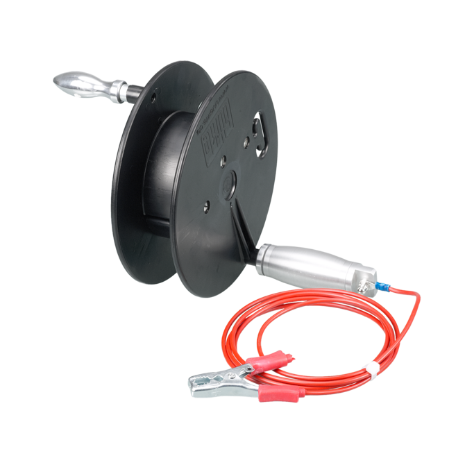 Manually-operated reel Ex with grounding cable