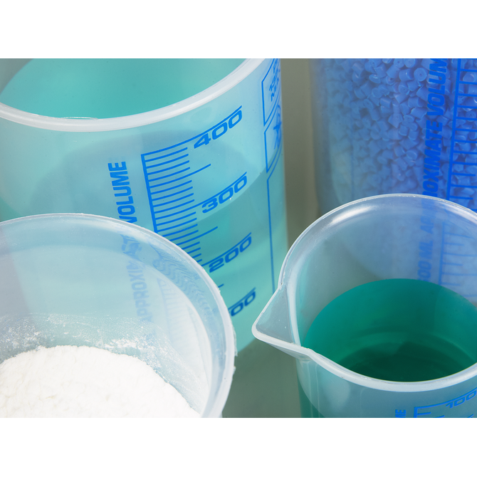 Vasos para laboratorio, vasos Griffin de PP, escala azul