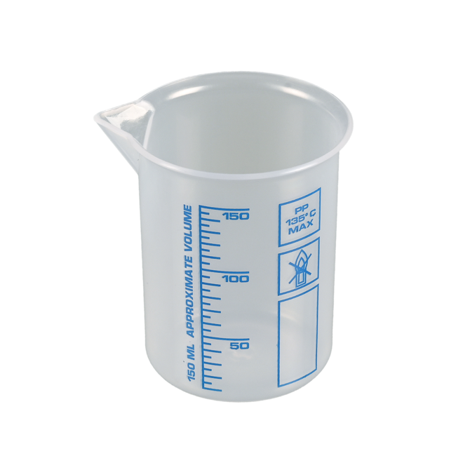 Vasos para laboratorio, vasos Griffin de PP, escala azul