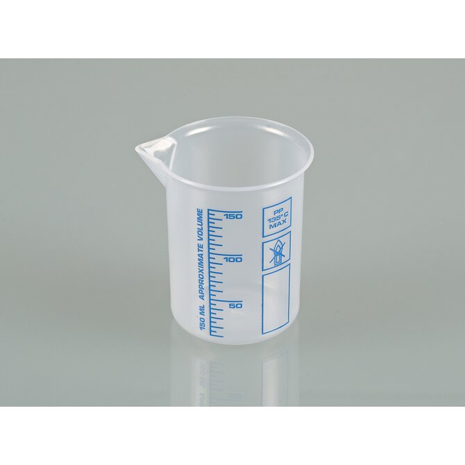 Vasos para laboratorio, vasos Griffin de PP, escala azul