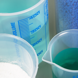 Laborbecher, Griffinbecher PP, blaue Skala