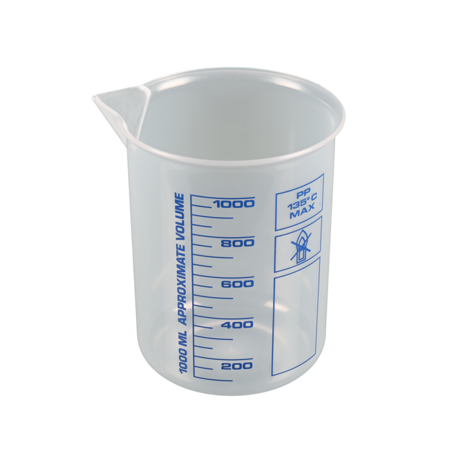 Laboratory beaker, Griffin beaker PP, blue scale