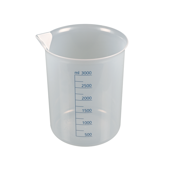 Laborbecher, Griffinbecher PP, blaue Skala