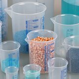 Laborbecher, Griffinbecher PP, blaue Skala
