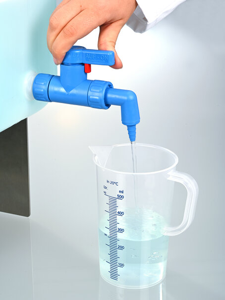 Graduated beakers with handle, blue graduation