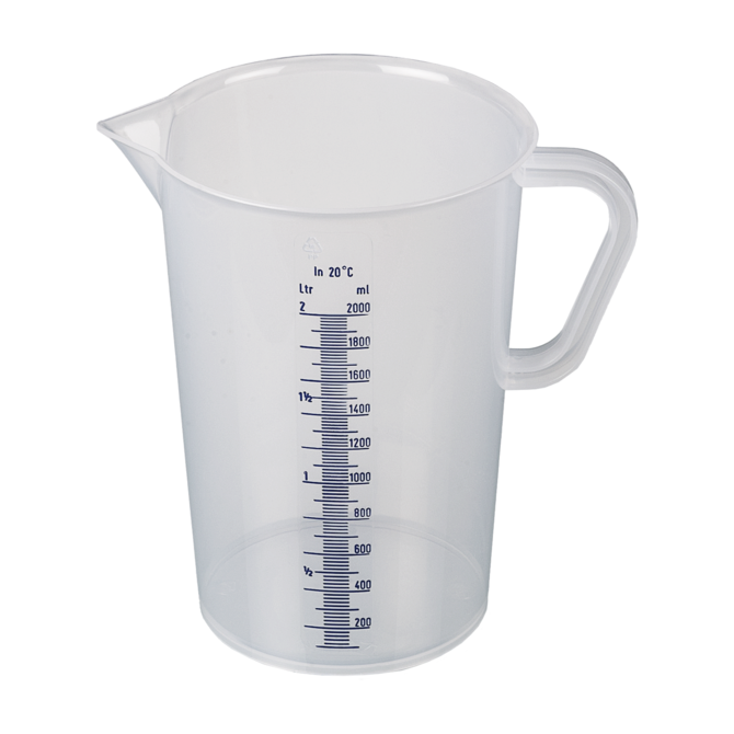 Graduated beakers with handle, blue graduation