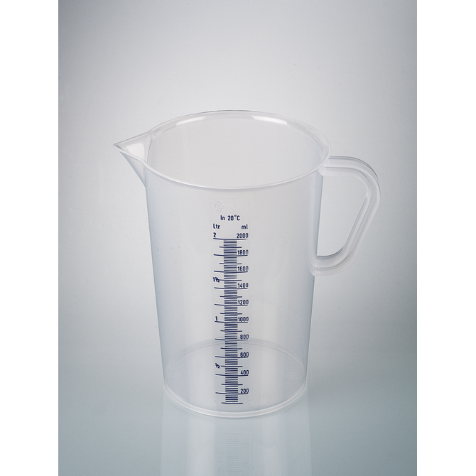 Graduated beakers with handle, blue graduation