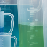 Graduated beakers with handle, transparent graduation