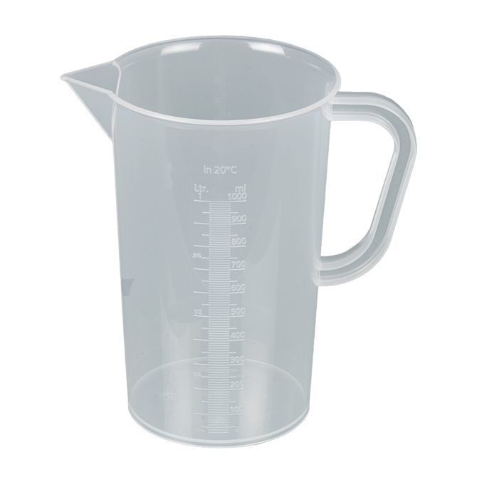 Graduated beakers with handle, transparent graduation