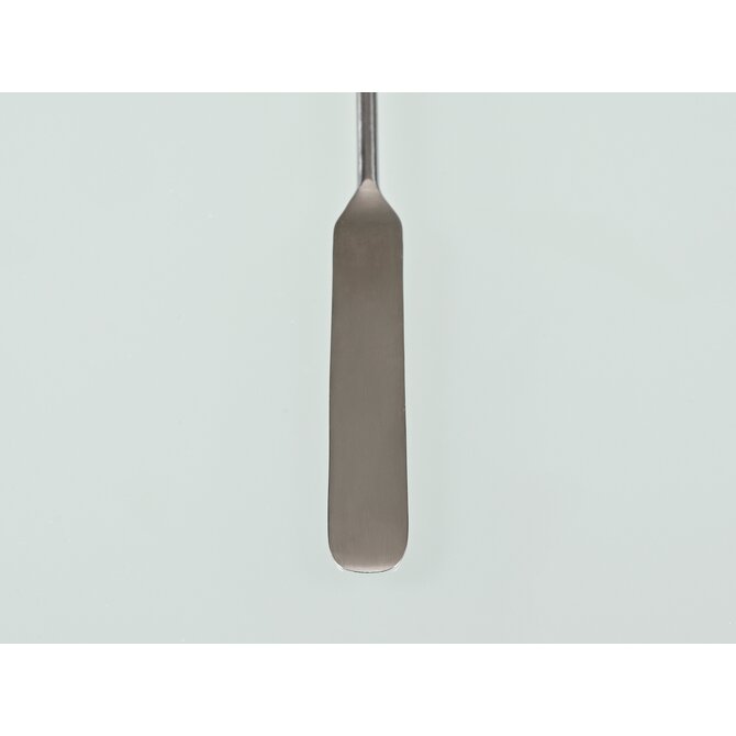 Micro double spatula, angular/rounded tip, made of stainless steel
