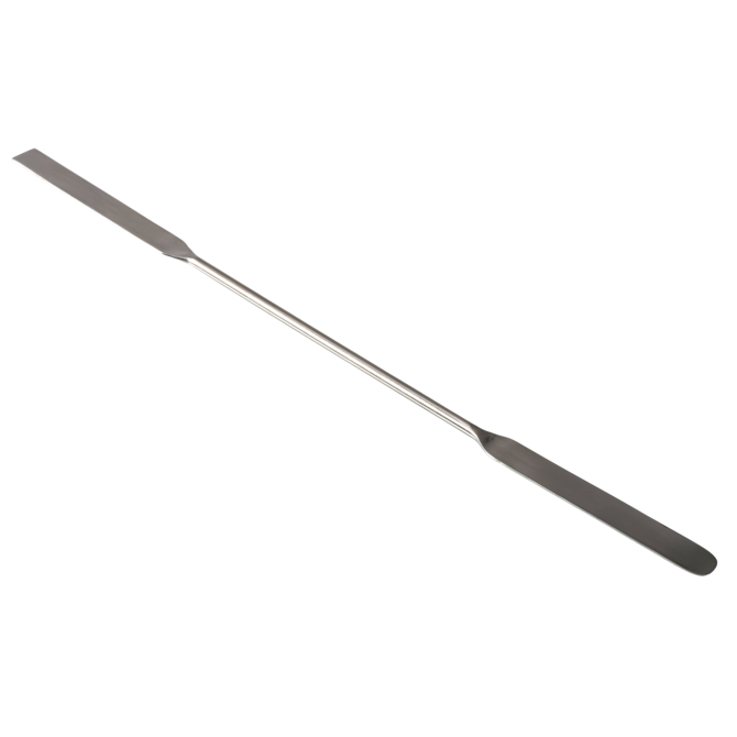 Micro double spatula, angular/rounded tip, made of stainless steel