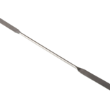 Micro double spatula, angular/rounded tip, made of stainless steel