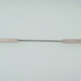 Micro double spatula, angular/rounded tip, made of stainless steel