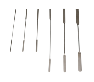 Micro spatule double carrée/arrondie, en acier inoxydable