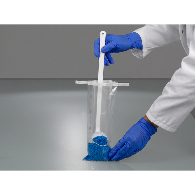 Cuchara de muestreo curvada, mango largo, desechable, estéril