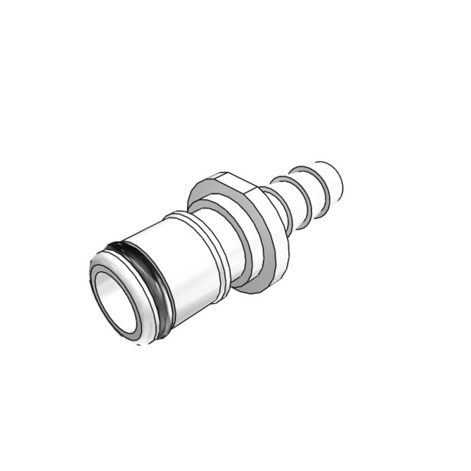 Schlauchkupplungen, Vollkunststoff (POM), NW 6,4 mm, Vaterteile, Schlauchnippel mit Schlauchtüllen