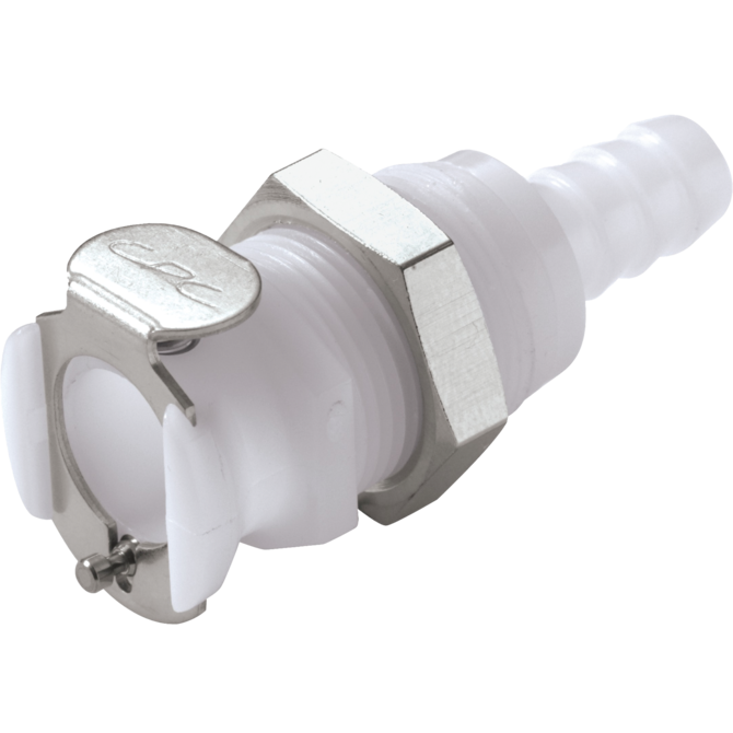 Schnellverschluss-Kupplungen NW 6,4 mm, Mutterteile, für Plattenmontage mit Schlauchtülle