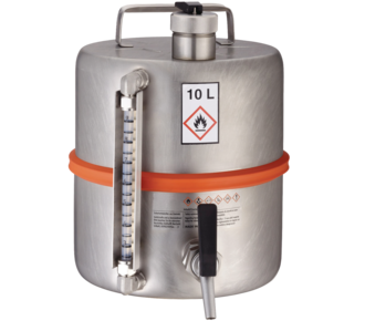 Защитные ёмкости из нержавеющей стали со сливным краном и индикатором содержимого