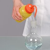Safety wash bottle with venting valve
