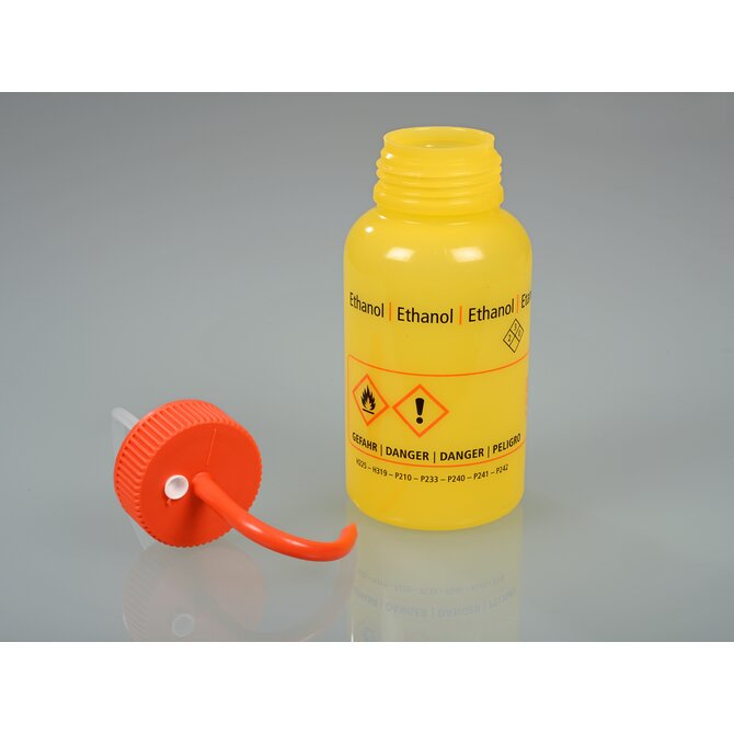 Safety wash bottle with venting valve