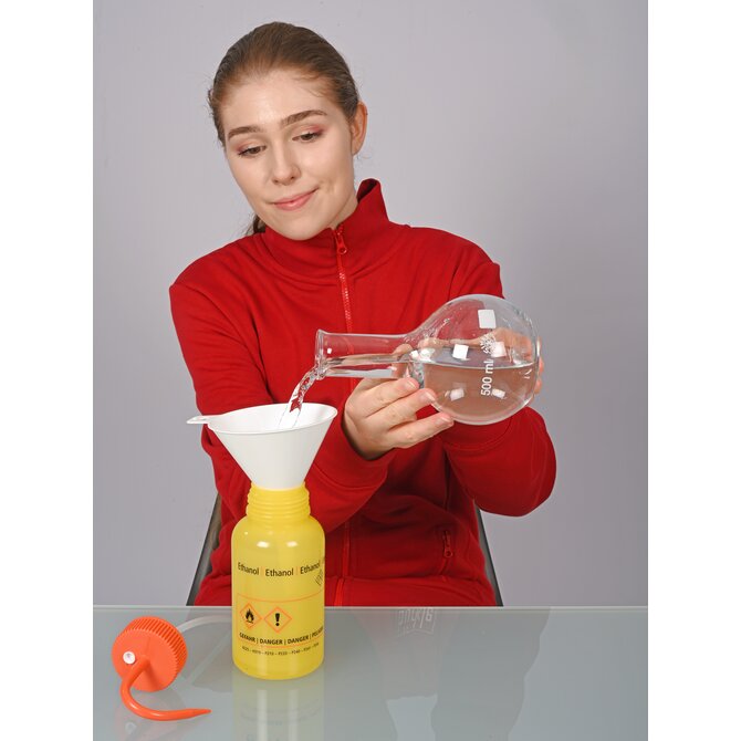 Safety wash bottle with venting valve