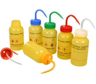 Safety wash bottle with venting valve