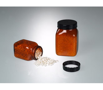 Банка с широким горлышком, квадратная, ПВХ, коричнево-прозрачная