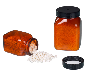 Банка с широким горлышком, квадратная, ПВХ, коричнево-прозрачная