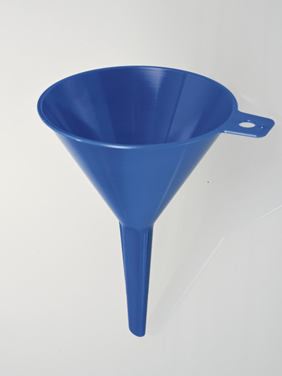 Blue disposable funnel for liquids
