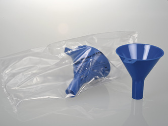 Blue disposable powder funnels