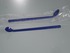 Detectable spoon curved, long handle, blue, packaged and unpackaged