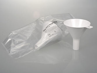 Disposable powder funnel, sterile, packaged