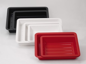 Assortment photographic trays, deep form with ribs on bottom