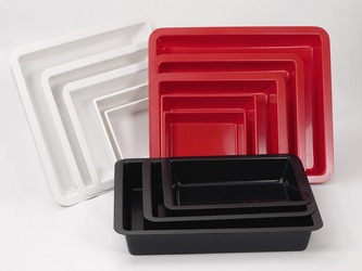 Photographic trays, deep form, without ribs on the base