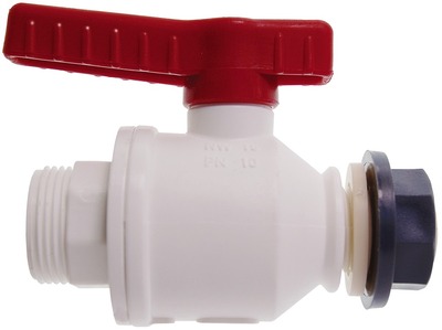 Ball valve PP white, with outer thread
