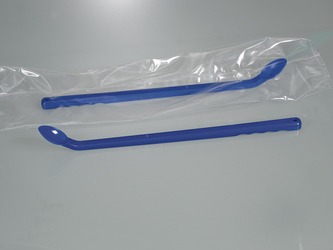 Food spoons, long handle, blue, packaged and unpackaged