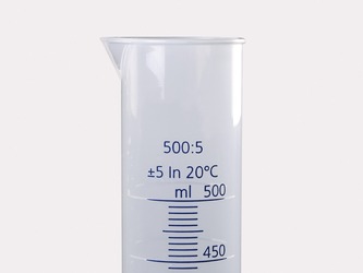 Measuring cylinder PP with blue graduation
