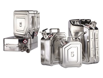 Assortment safety jerrycans stainless steel
