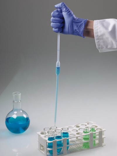 Single mark pipettes in use