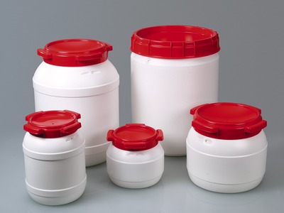 Wide-necked container, disposal container, assortment